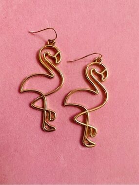 Gold Flamingo Dangle Earrings